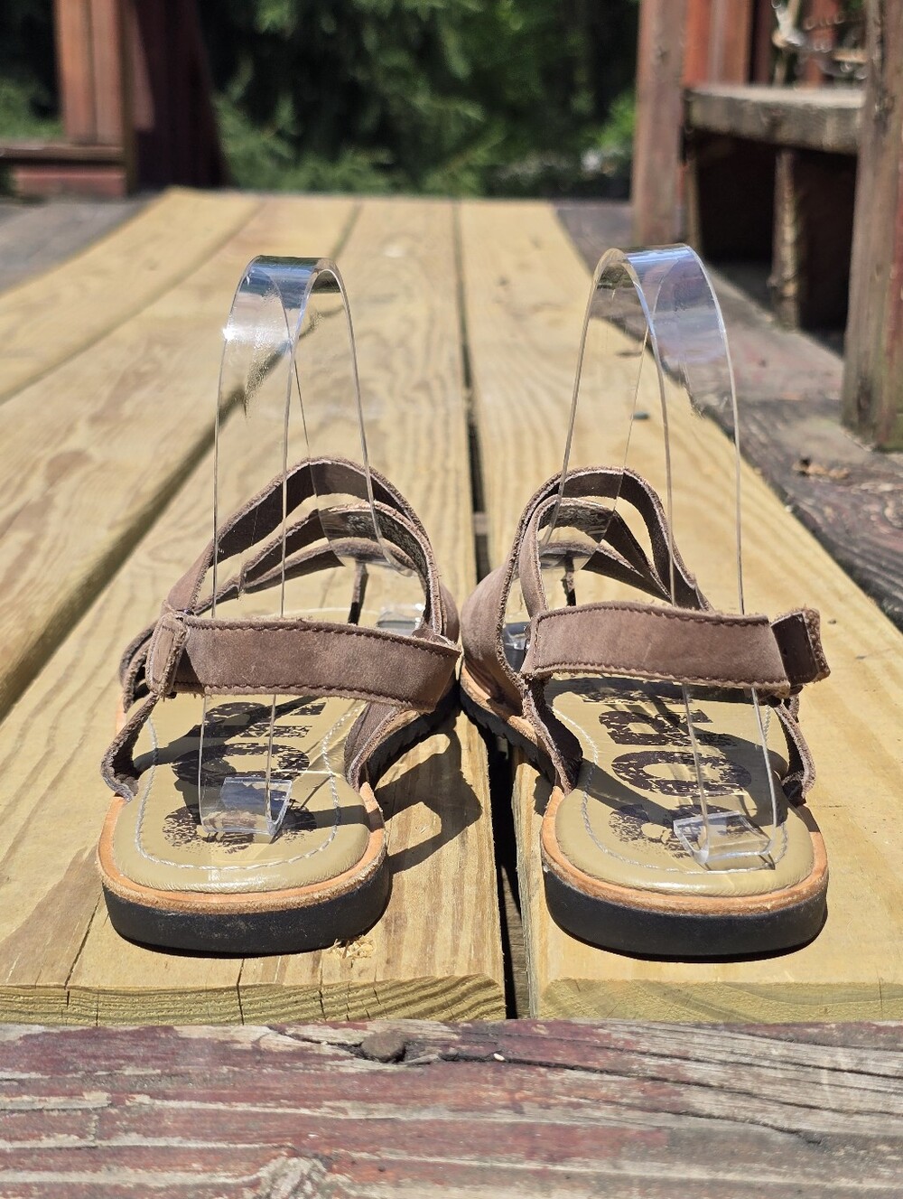 SOREL, Ella Criss Cross Toe Loop Sandal, Brown Leather, Sz 6.5 - Picture 8 of 10